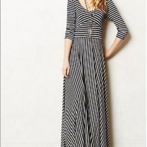 ANTHROPOLOGIE DEMARCATION MAXI DRESS 3/4 SLEEVE